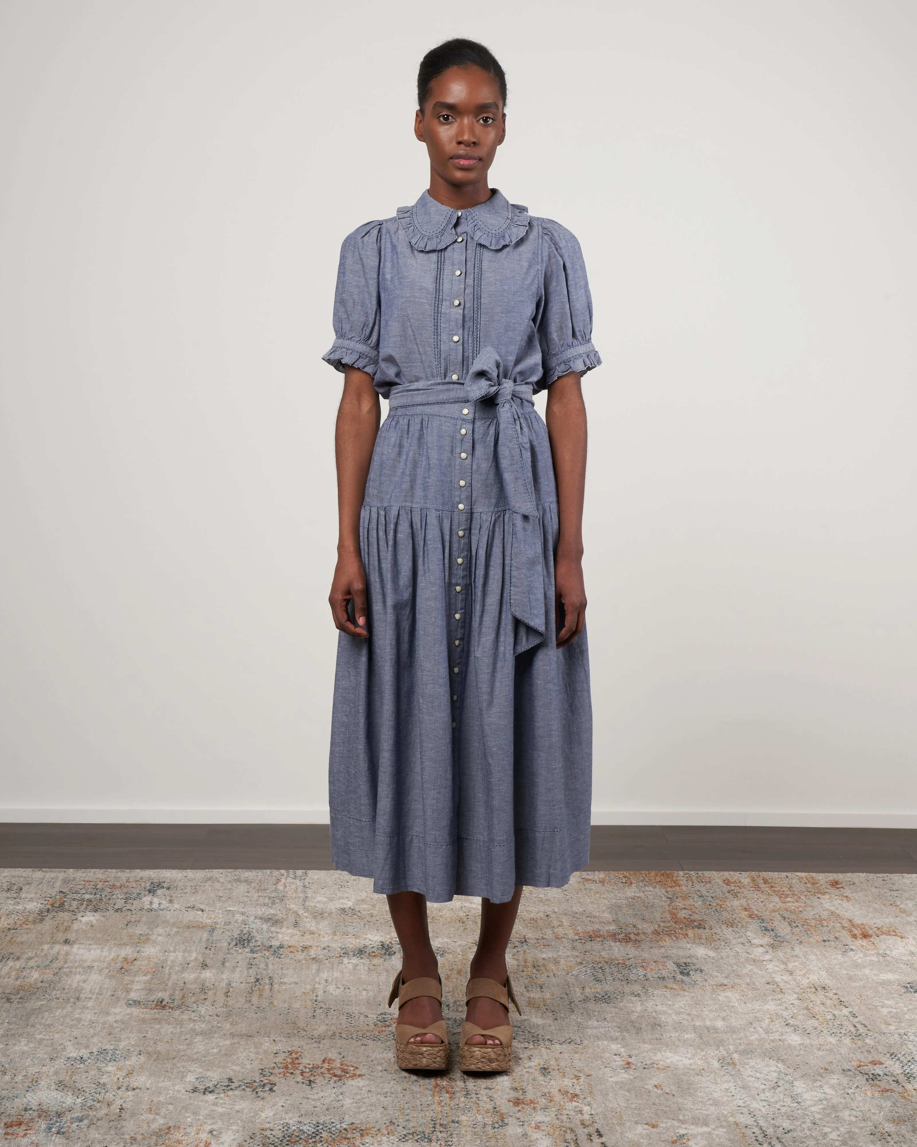 the western highland skirt - navy chambray