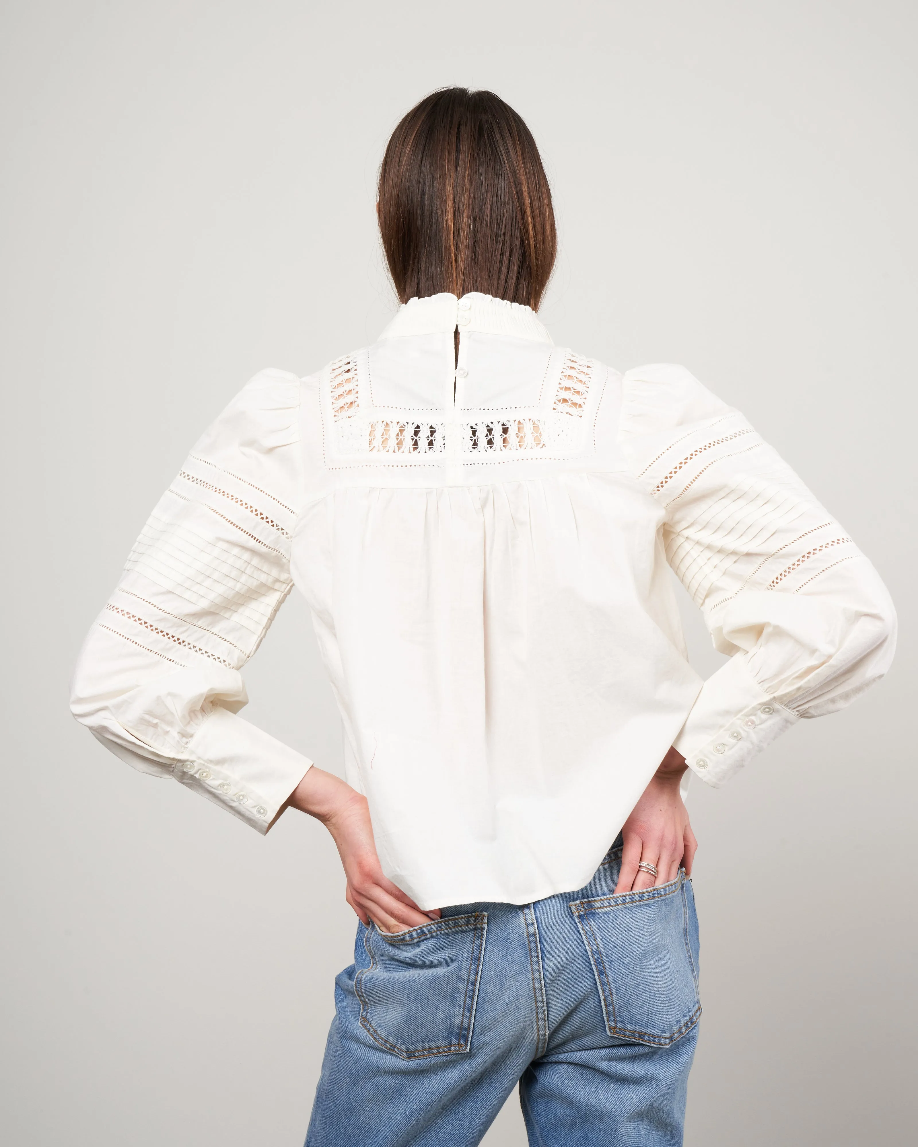 thora thread pull long sleeve top - cream