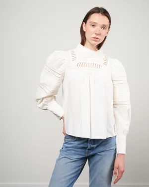thora thread pull long sleeve top - cream