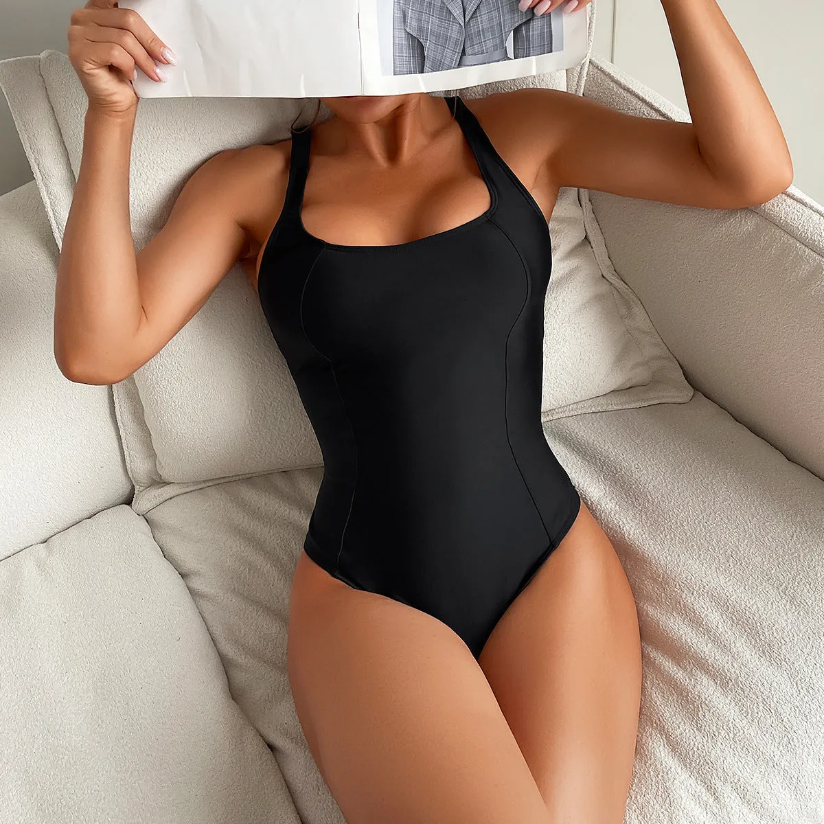 Tight Strappy One Piece Swimsuit