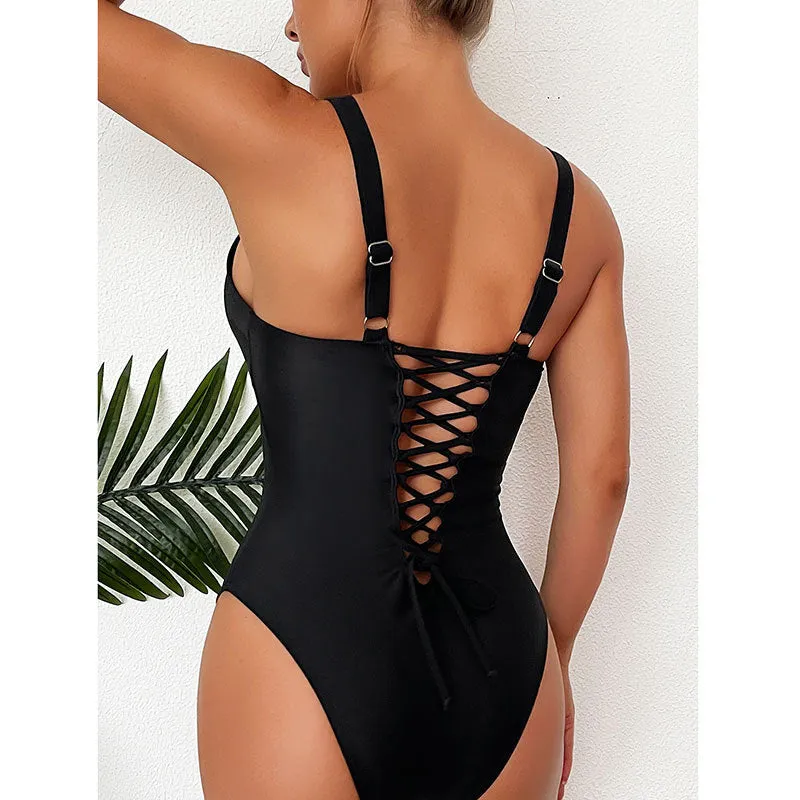 Tight Strappy One Piece Swimsuit