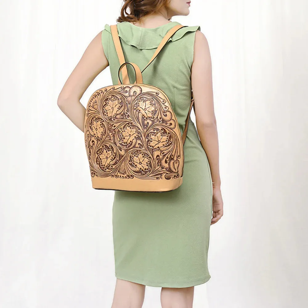 Tooled Leather Concealed Carry Backpack