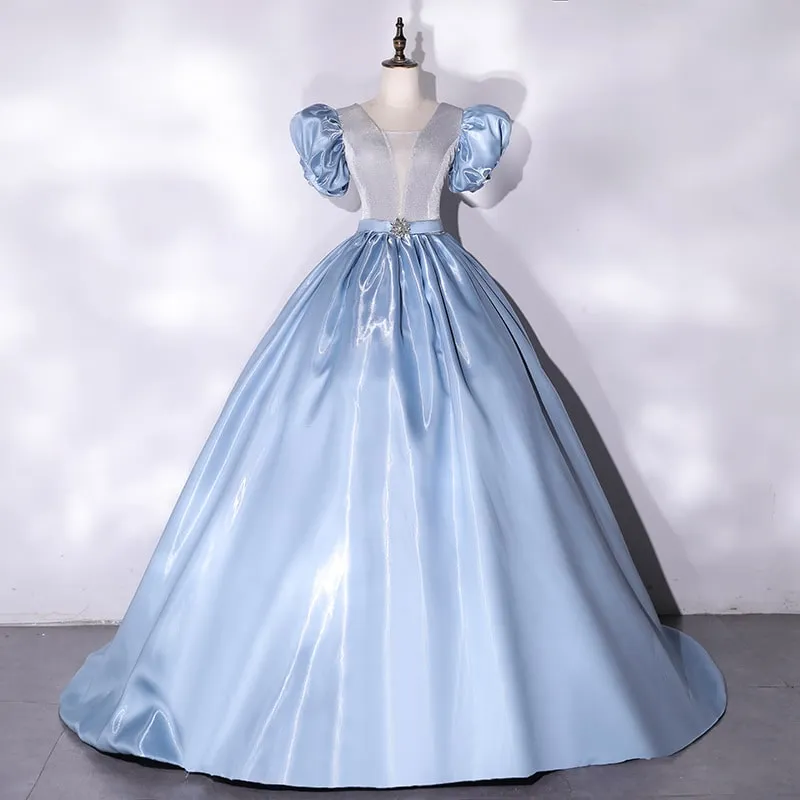 Tulle Puff Sleeve Princess Ball Gown Quinceanera Prom Dress Birthday Party Gowns