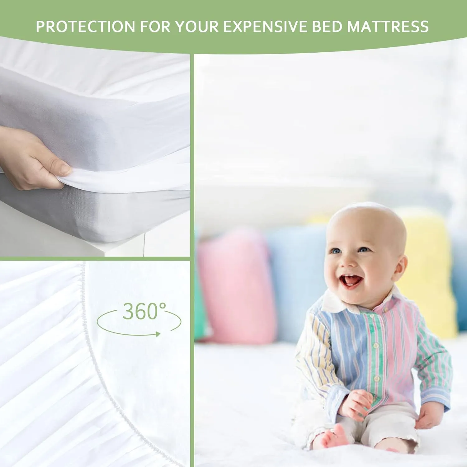 Twin Mattress Protector Waterproof Bamboo Mattress Protector Twin Size, Skin