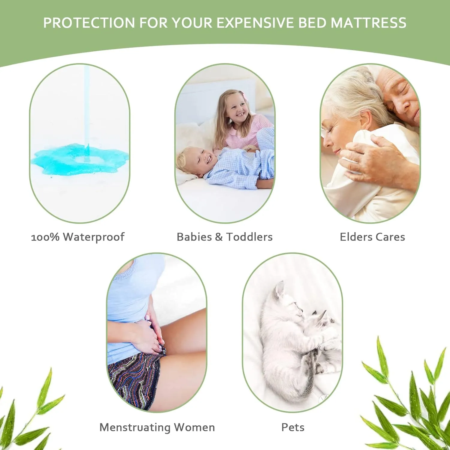 Twin Mattress Protector Waterproof Bamboo Mattress Protector Twin Size, Skin
