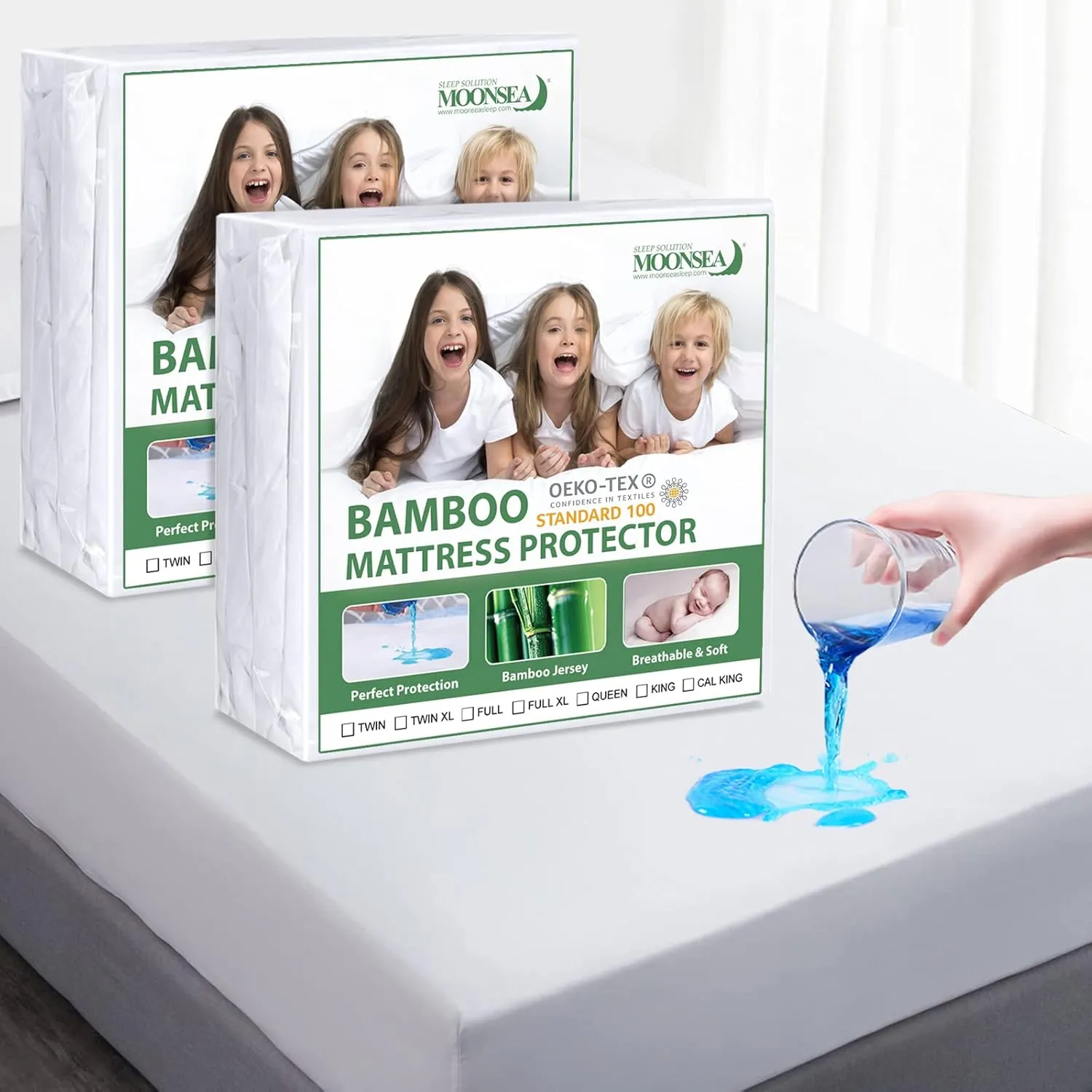 Twin Mattress Protector Waterproof Bamboo Mattress Protector Twin Size, Skin