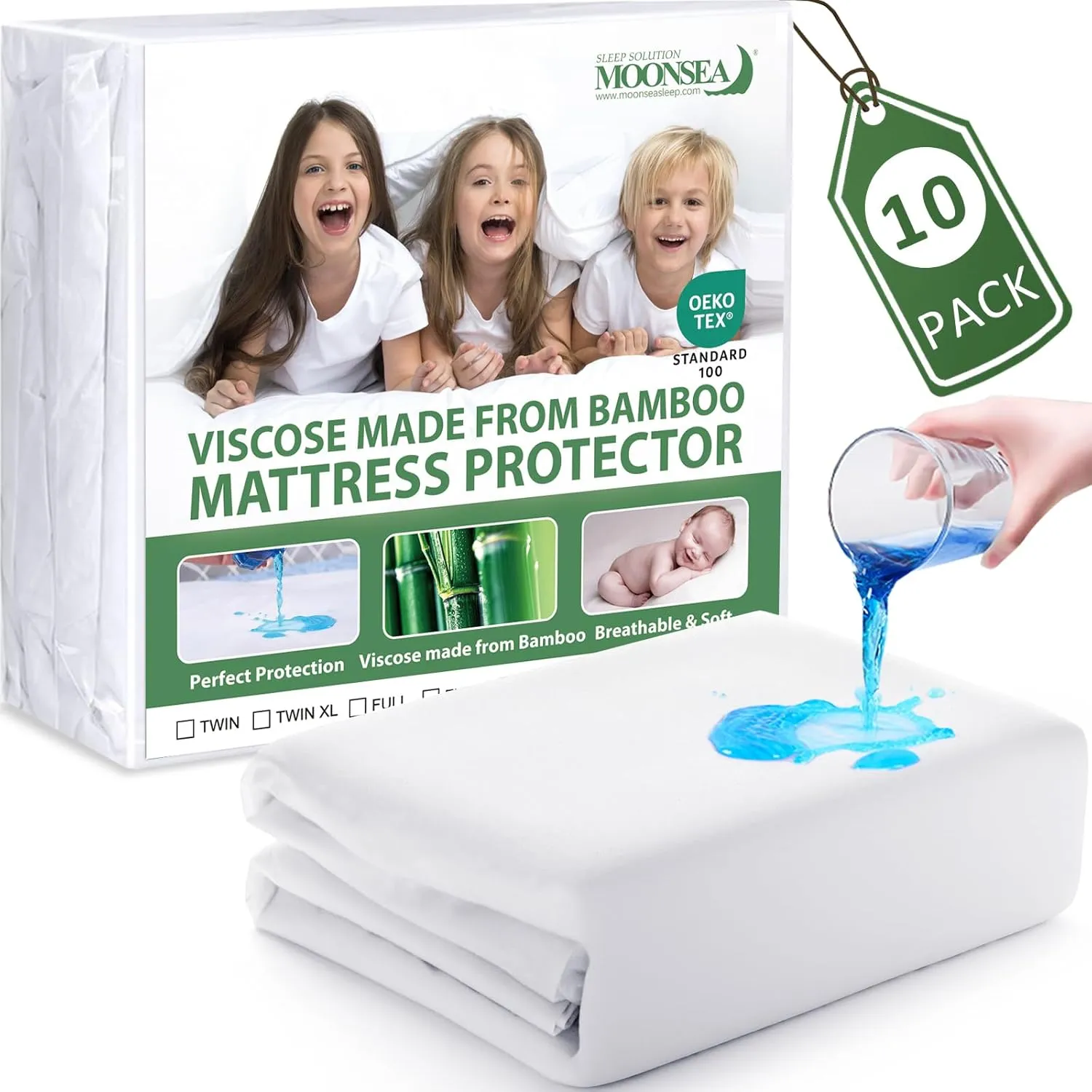 Twin Mattress Protector Waterproof Bamboo Mattress Protector Twin Size, Skin