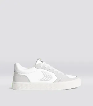 VALLELY White Leather Vintage White Suede Ice Logo Sneaker Men