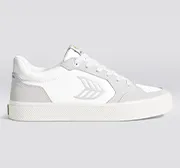 VALLELY White Leather Vintage White Suede Ice Logo Sneaker Men