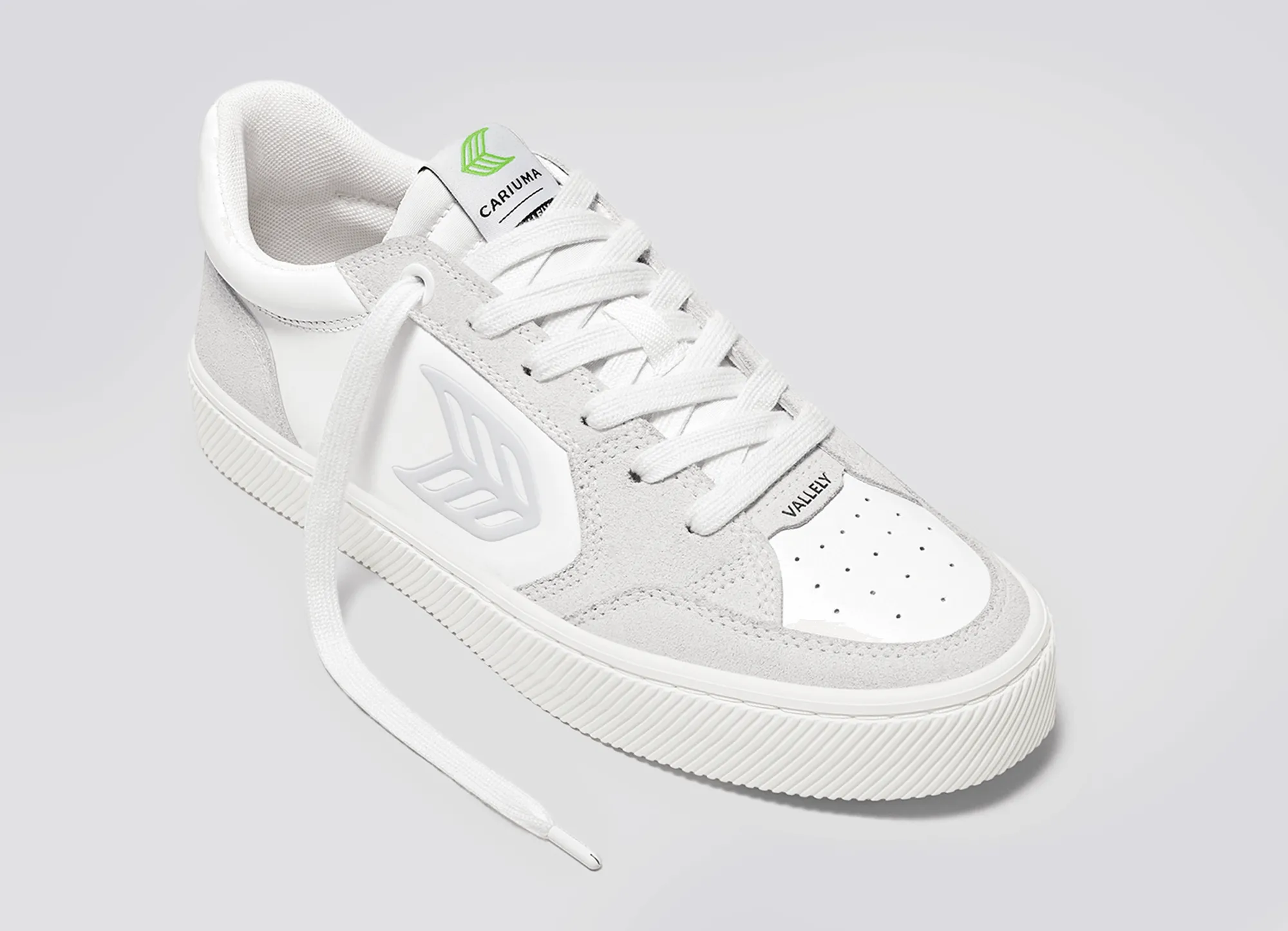 VALLELY White Leather Vintage White Suede Ice Logo Sneaker Men