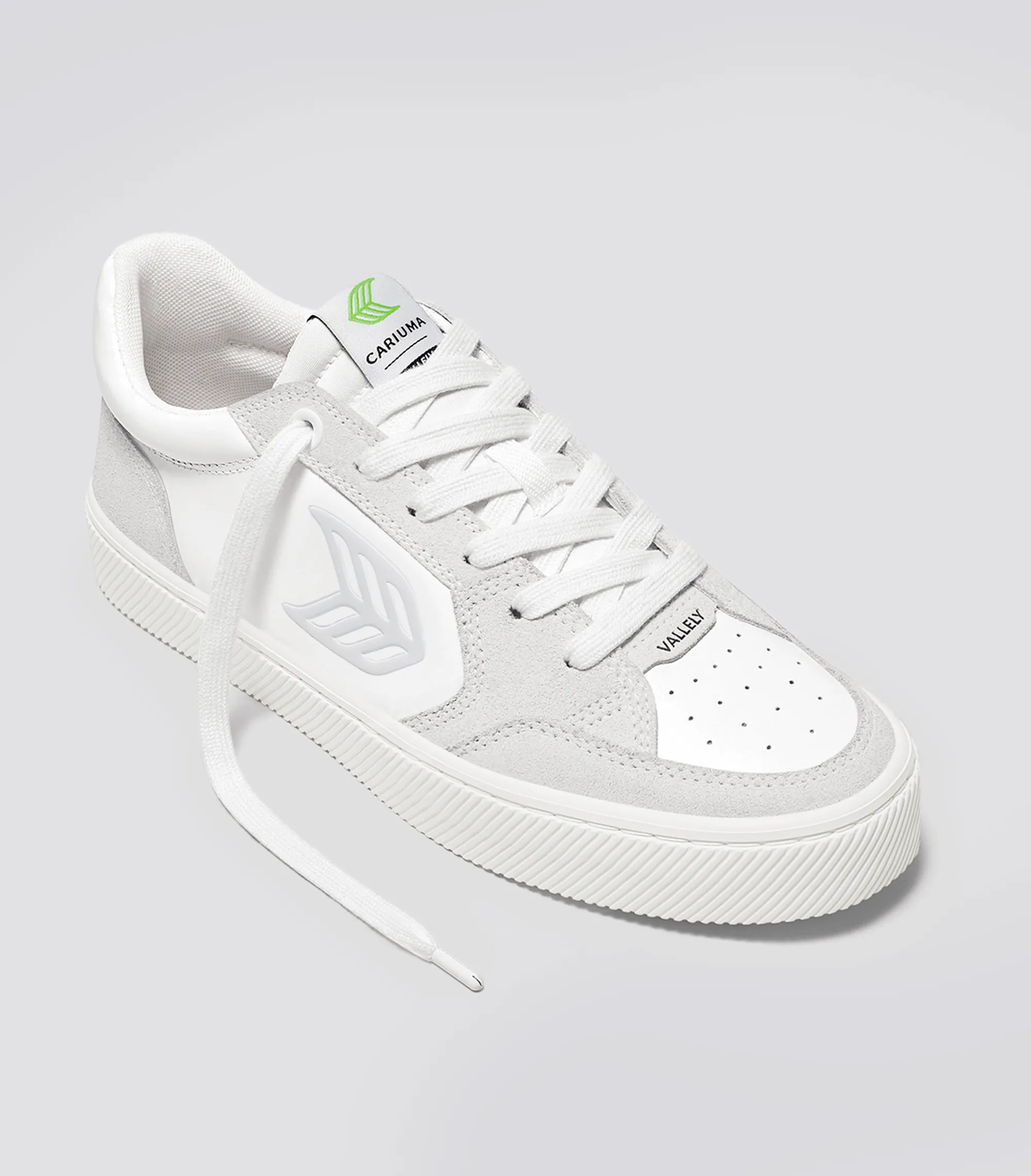 VALLELY White Leather Vintage White Suede Ice Logo Sneaker Men