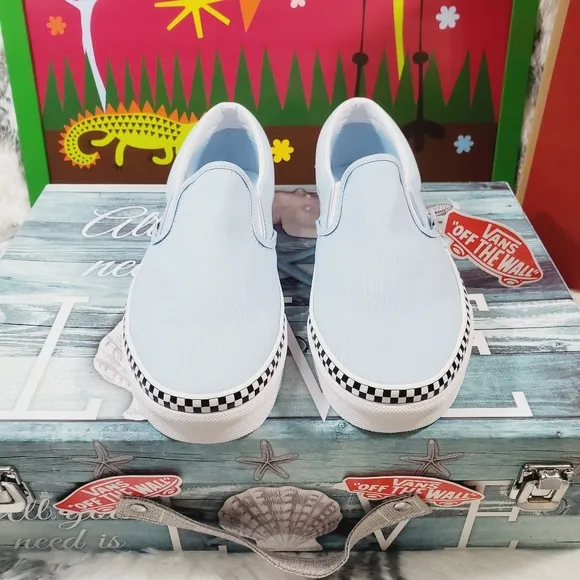 Vans Check Foxing Cool Blue Classic Slip on (CL)