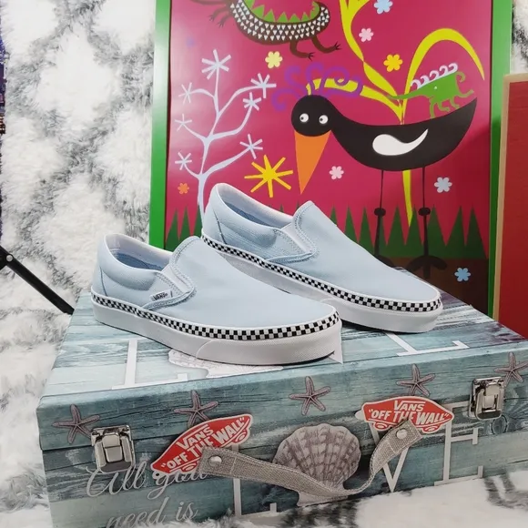 Vans Check Foxing Cool Blue Classic Slip on (CL)