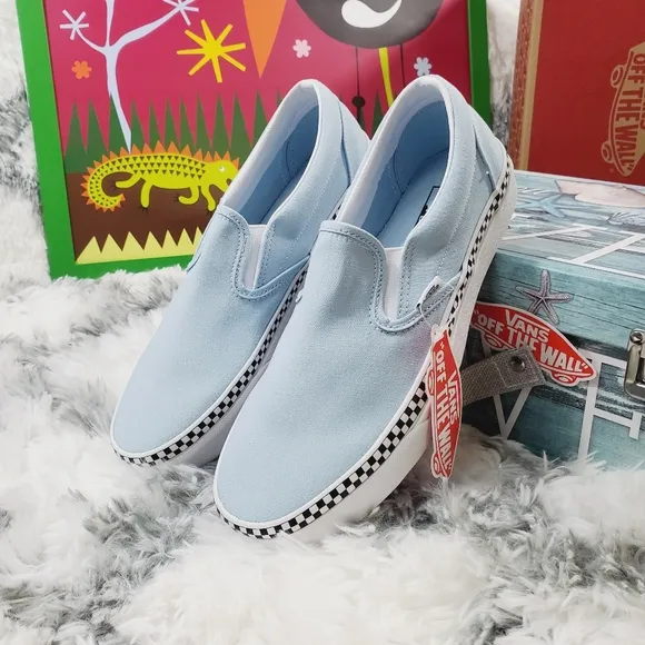 Vans Check Foxing Cool Blue Classic Slip on (CL)