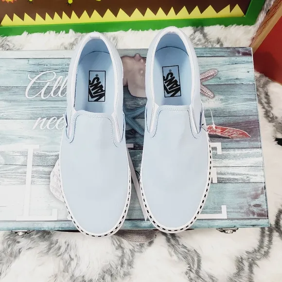 Vans Check Foxing Cool Blue Classic Slip on (CL)