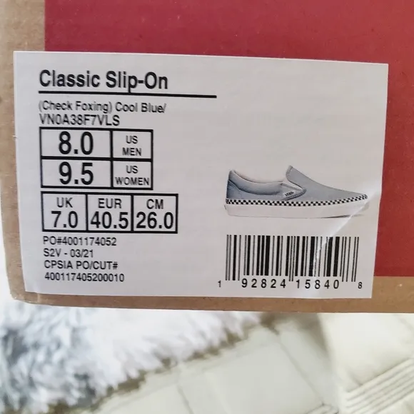 Vans Check Foxing Cool Blue Classic Slip on (CL)