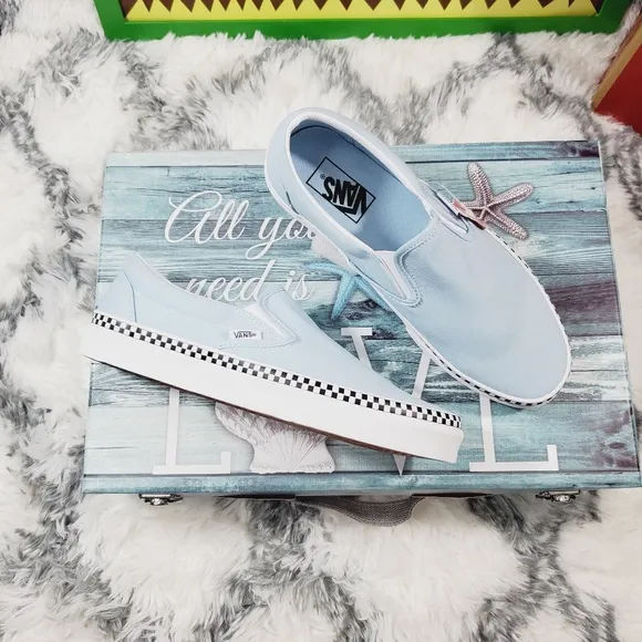 Vans Check Foxing Cool Blue Classic Slip on (CL)