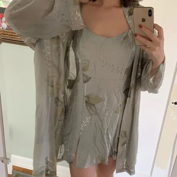 Victoria's Secret Silk Slip Nightgown and Robe Set M/L