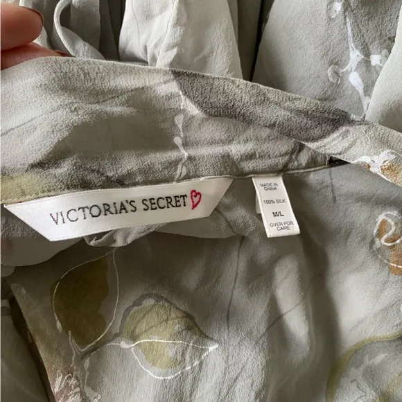 Victoria's Secret Silk Slip Nightgown and Robe Set M/L