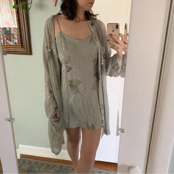 Victoria's Secret Silk Slip Nightgown and Robe Set M/L