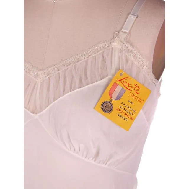 Vintage Luxite by Holeproof White Nylon Full Slip NOS 1950s Sheer Size 36