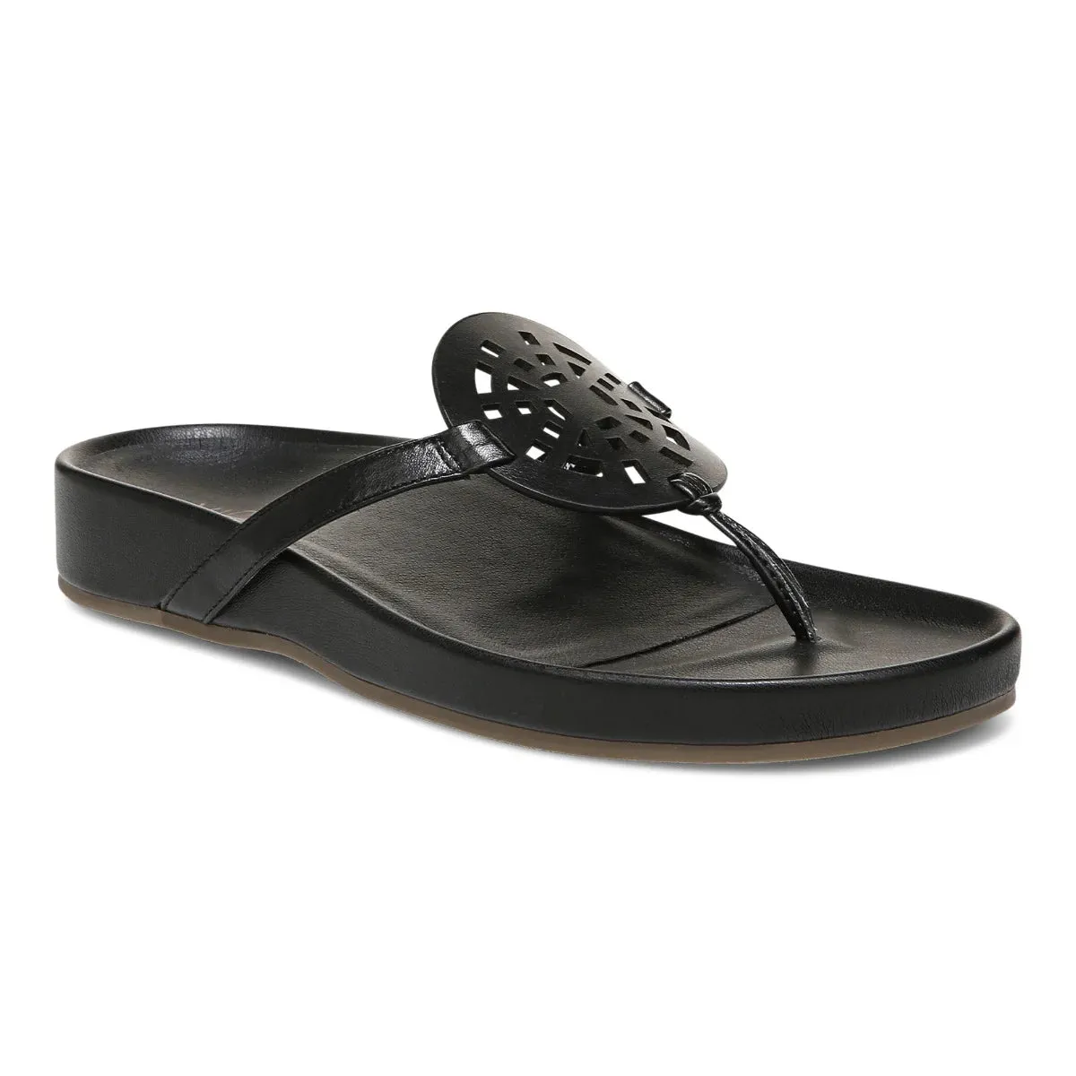 VIONIC SOLARI BLACK TOE POST SANDAL