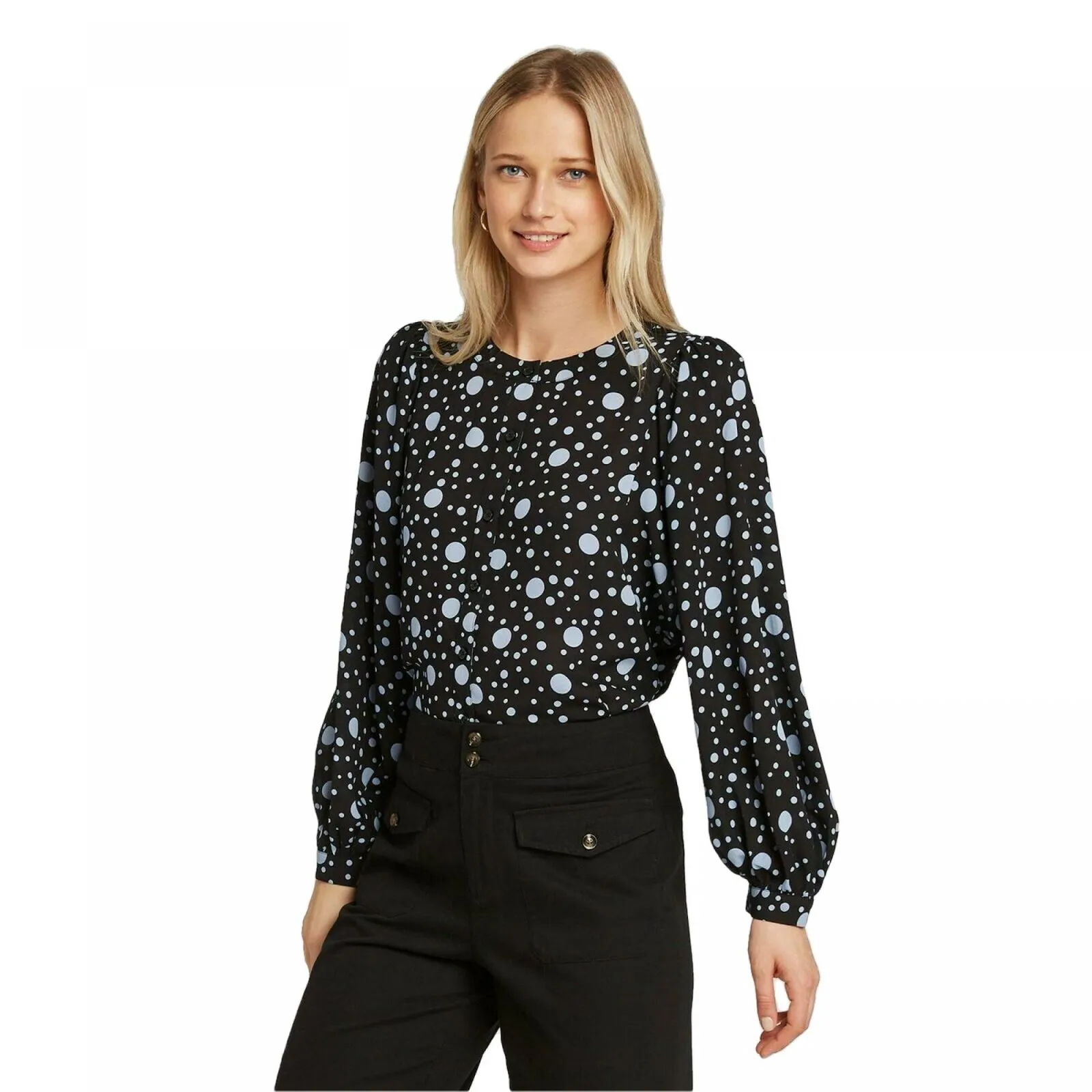 Who What Wear Women's Floral Print Balloon Long Sleeve Blouse