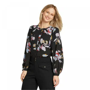 Who What Wear Women's Floral Print Balloon Long Sleeve Blouse