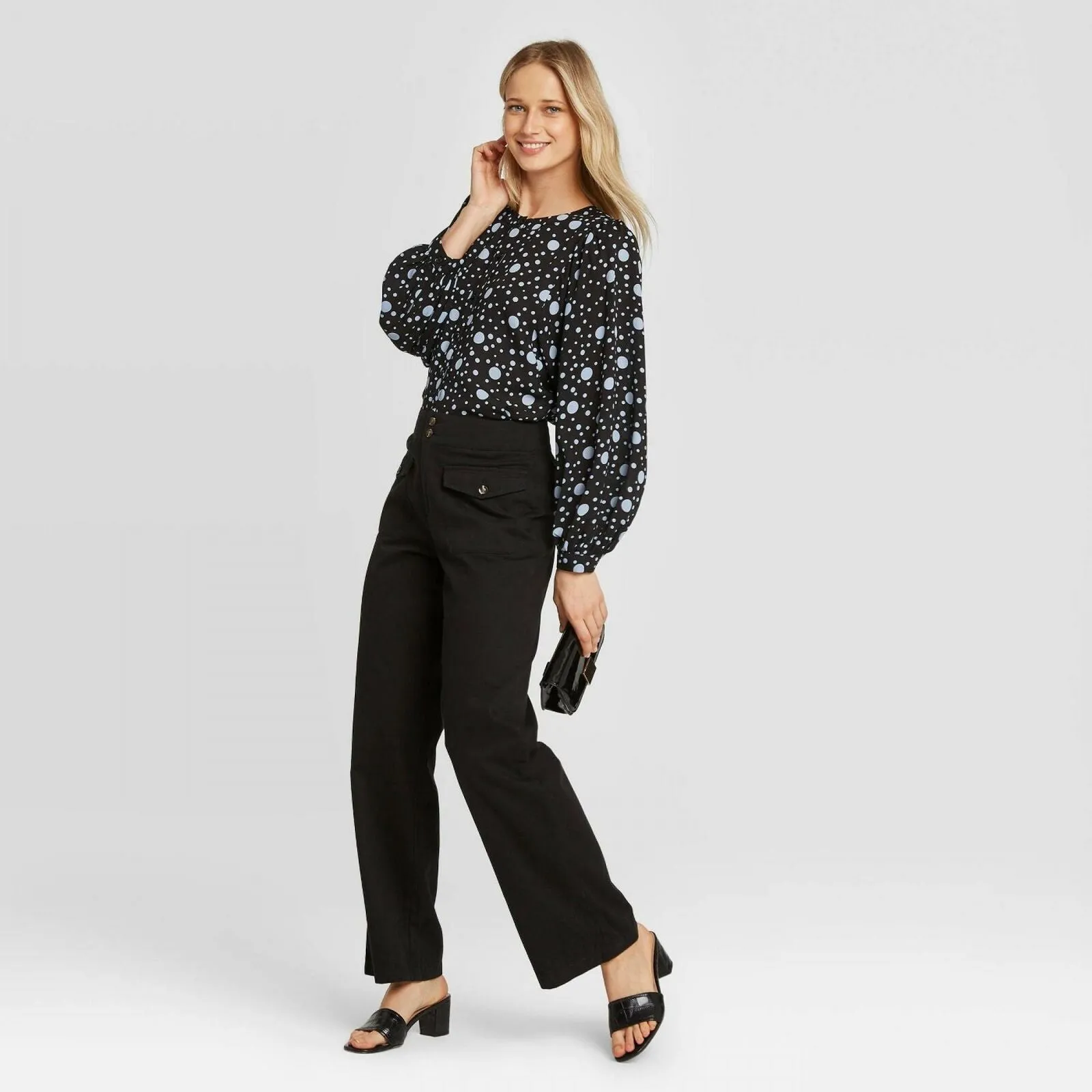 Who What Wear Women's Floral Print Balloon Long Sleeve Blouse