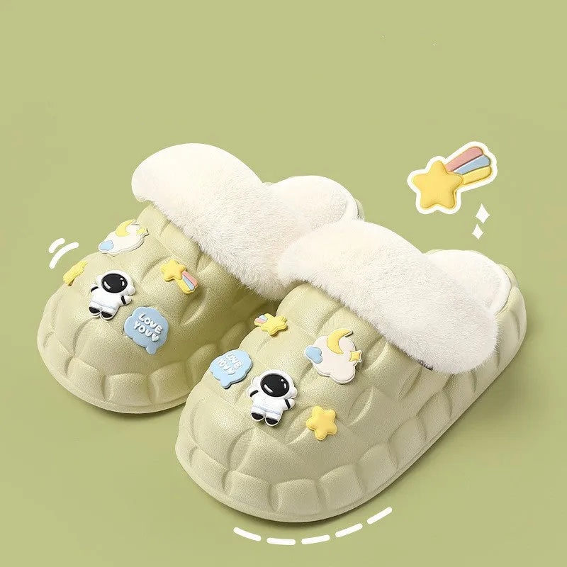 Winter Slippers Indoor Non-slip Waterproof Warm Detachable Home Shoes for Kids