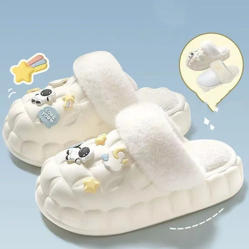 Winter Slippers Indoor Non-slip Waterproof Warm Detachable Home Shoes for Kids