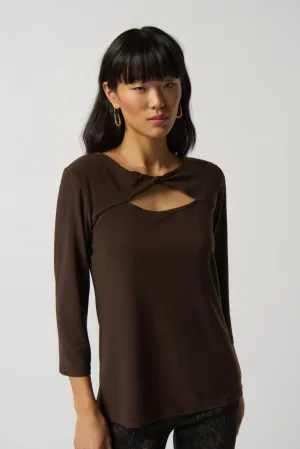 Women's Joseph Ribkoff | Reversible Cut Out Detail Top | Mocha