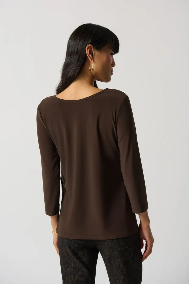 Women's Joseph Ribkoff | Reversible Cut Out Detail Top | Mocha