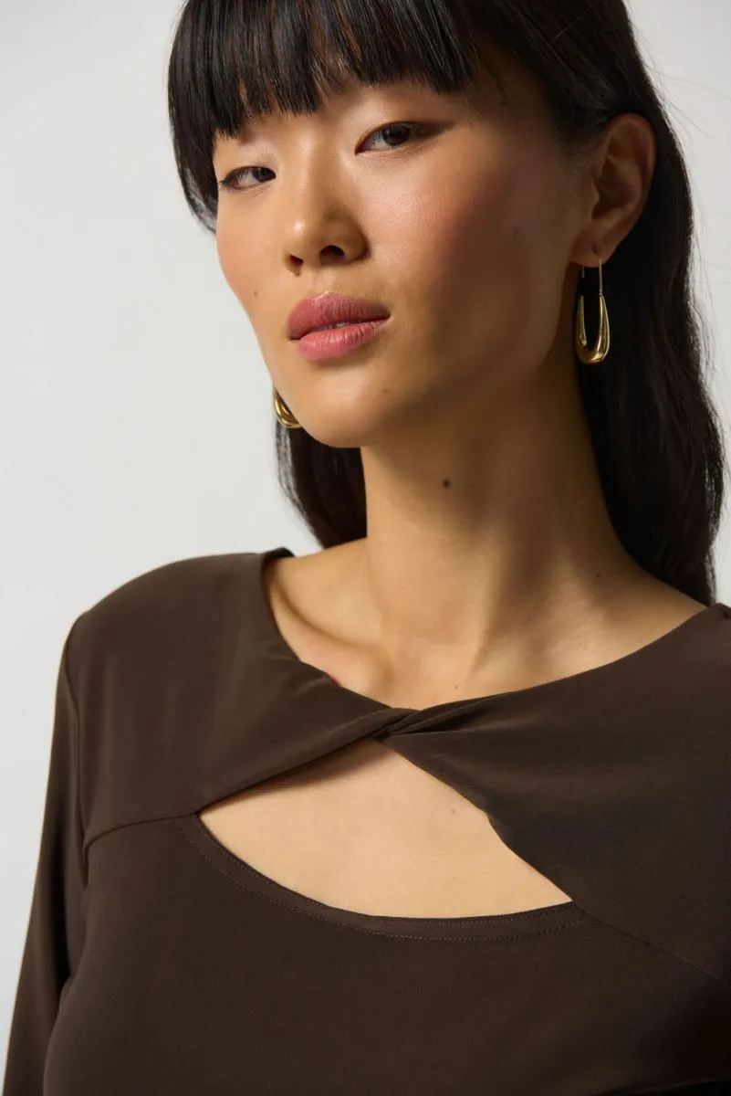 Women's Joseph Ribkoff | Reversible Cut Out Detail Top | Mocha
