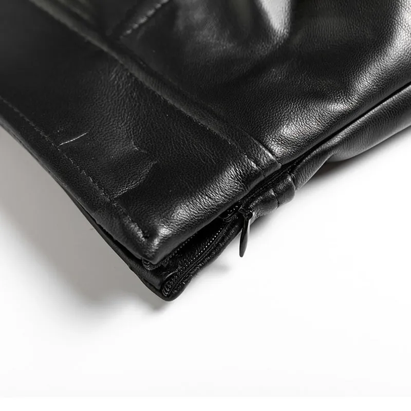 Women's Leather Sheepskin Shorts All-Match High-Waist Solid Pleated Wide-Leg Short Hot Pants 2022 Spring Autumn New SY3999